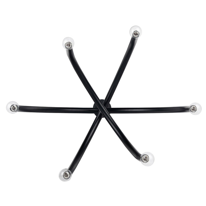 Caboche Mid-Century Modern Black Dimmable 6-Light Chandelier - Sweatfully