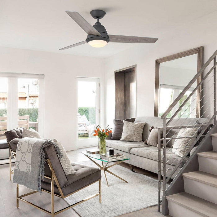 52" 4 Speed Wall Control Ceiling Fan with LED Lighting - Sweatfully