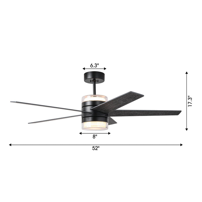 52" Fanelee 5 Blades Industrial Ceiling Fan with LED Lighting - Sweatfully