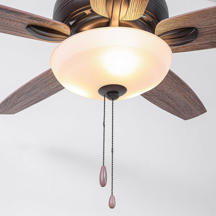 52" Traditional Pull Chain 5 Blades Ceiling Fan with Light - Sweatfully