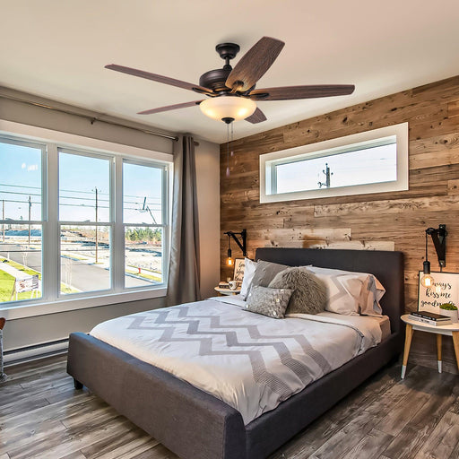 52" Traditional Pull Chain 5 Blades Ceiling Fan with Light - Sweatfully