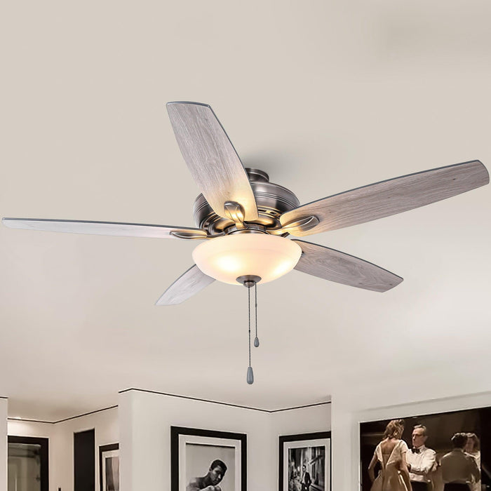 52" Traditional Pull Chain 5 Blades Ceiling Fan with Light - Sweatfully