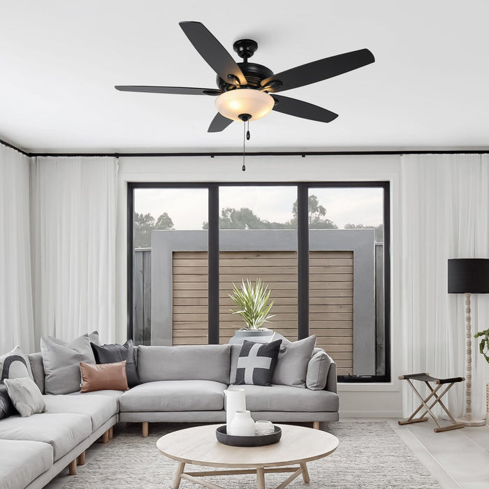 52" Traditional Pull Chain 5 Blades Ceiling Fan with Light - Sweatfully