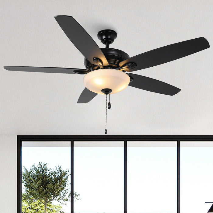52" Traditional Pull Chain 5 Blades Ceiling Fan with Light - Sweatfully