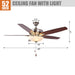 52" Traditional Pull Chain 5 Blades Ceiling Fan with Light - Sweatfully