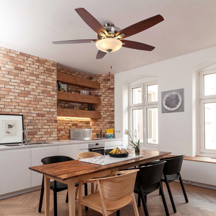52" Traditional Pull Chain 5 Blades Ceiling Fan with Light - Sweatfully