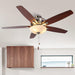 52" Traditional Pull Chain 5 Blades Ceiling Fan with Light - Sweatfully