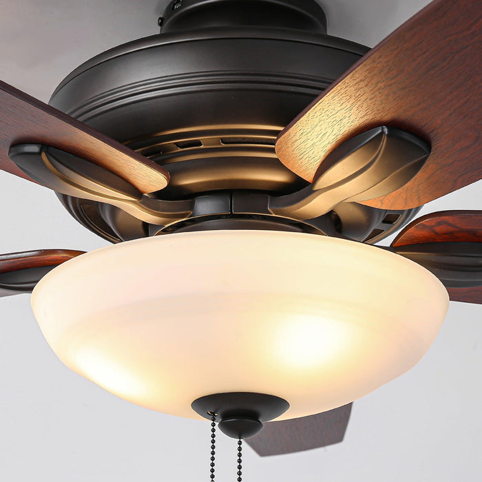 52" Traditional Pull Chain 5 Blades Ceiling Fan with Light - Sweatfully