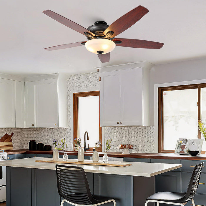 52" Traditional Pull Chain 5 Blades Ceiling Fan with Light - Sweatfully