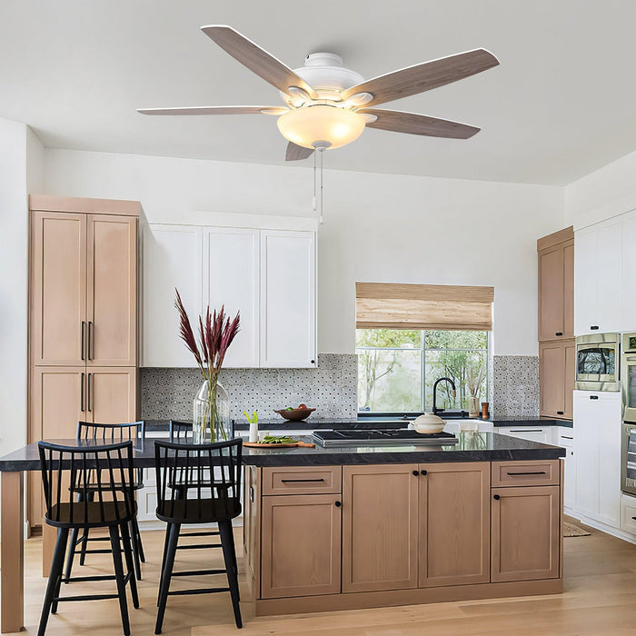 52" Traditional Pull Chain 5 Blades Ceiling Fan with Light - Sweatfully