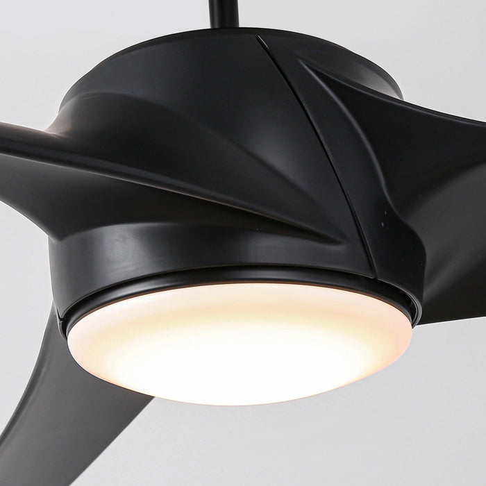60" Wall Control 3 Blades Black Ceiling Fan with LED Lighting - Sweatfully