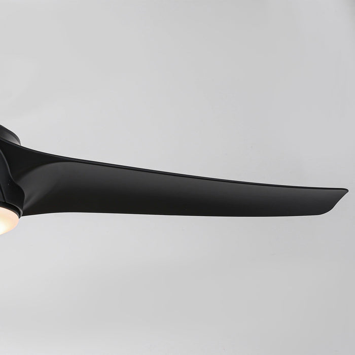 60" Wall Control 3 Blades Black Ceiling Fan with LED Lighting - Sweatfully