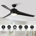 60" Wall Control 3 Blades Black Ceiling Fan with LED Lighting - Sweatfully