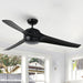 60" Wall Control 3 Blades Black Ceiling Fan with LED Lighting - Sweatfully