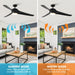 60" Wall Control 3 Blades Black Ceiling Fan with LED Lighting - Sweatfully