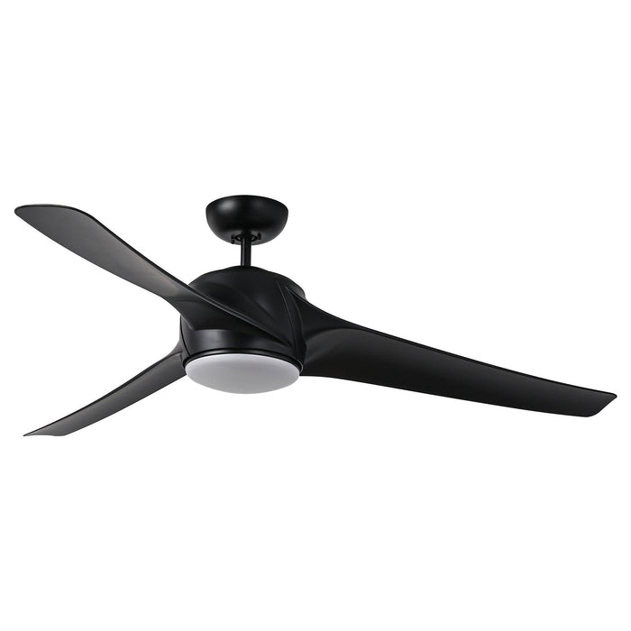 60" Wall Control 3 Blades Black Ceiling Fan with LED Lighting - Sweatfully