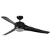 60" Wall Control 3 Blades Black Ceiling Fan with LED Lighting - Sweatfully
