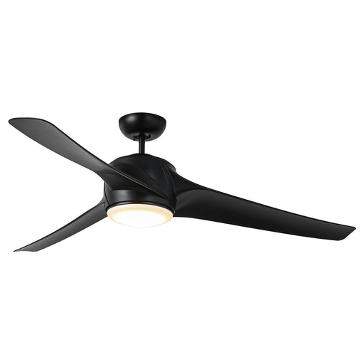 60" Wall Control 3 Blades Black Ceiling Fan with LED Lighting - Sweatfully
