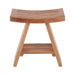 Siena Natural Teak Shower and Bath Stool with Curved Seat and Shelf - Sweatfully
