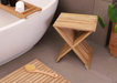 Winchester Teak Shower and Bath Folding Stool with Horizontal Slats - Sweatfully