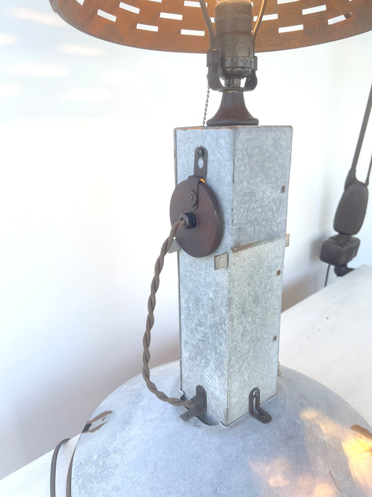 Original Antique Chicken Feeder Tall Farm Table Lamp - Sweatfully