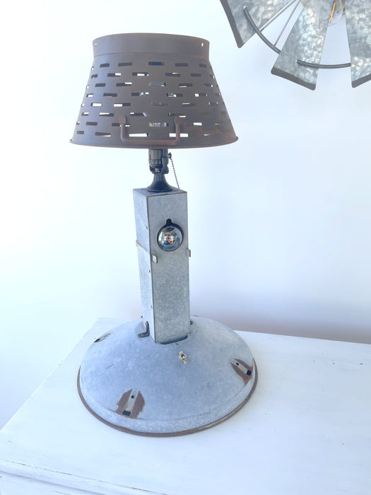 Original Antique Chicken Feeder Tall Farm Table Lamp - Sweatfully