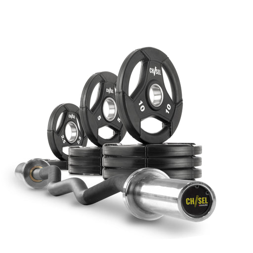 XMARK Chisel Olympic Weight Plates and Curl Barbell Sets CHISEL-CHISEL-BAL-65 - Sweatfully