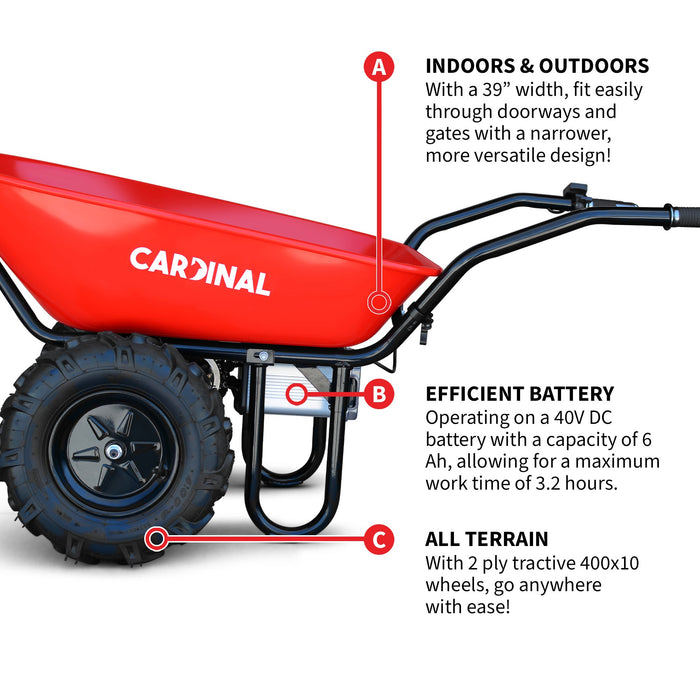 Electric Utility Cart 40V Battery-Powered Wheelbarrow 570-lb. Bucket Capacity - Sweatfully