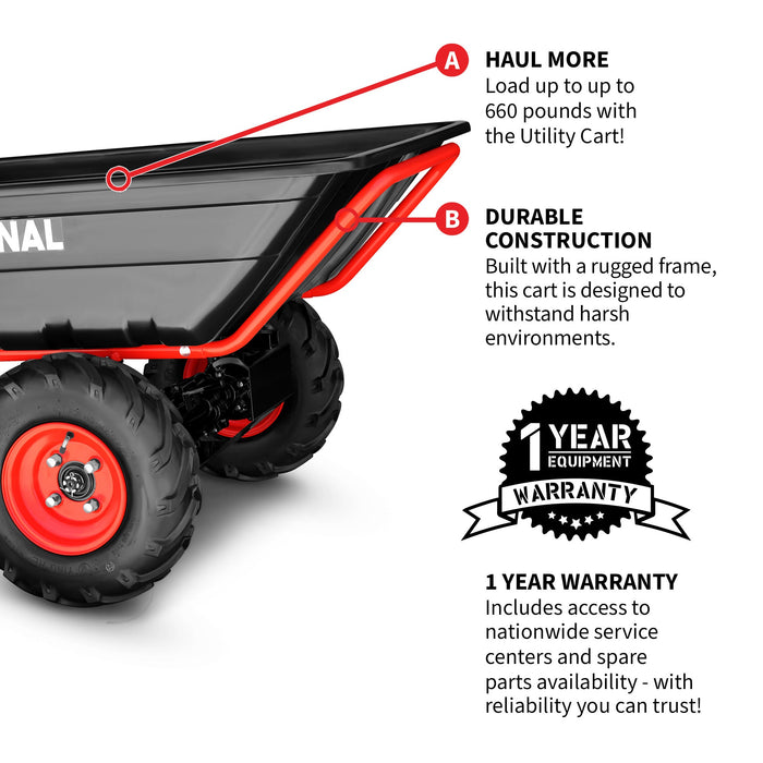 Heavy Duty Electric Utility Cart 40V Battery-Powered Wheelbarrow 660-lb. Bucket Capacity - Sweatfully