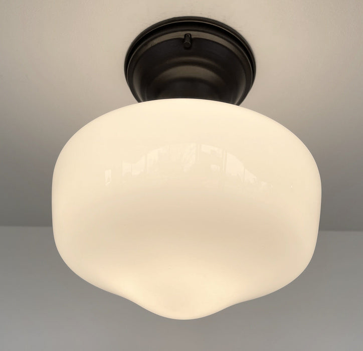 Modern Milk Glass Schoolhouse Ceiling Light Fixture - Sweatfully