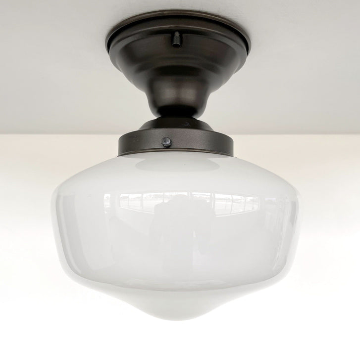 Modern Milk Glass Schoolhouse Ceiling Light Fixture - Sweatfully