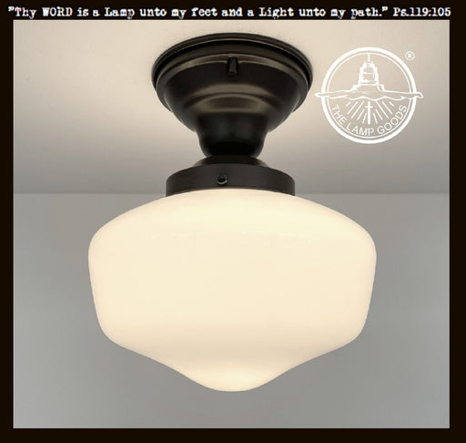 Modern Milk Glass Schoolhouse Ceiling Light Fixture - Sweatfully
