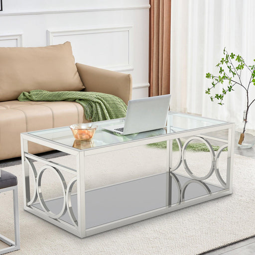 47" Contemporary Coffee Table in Chrome - Sweatfully