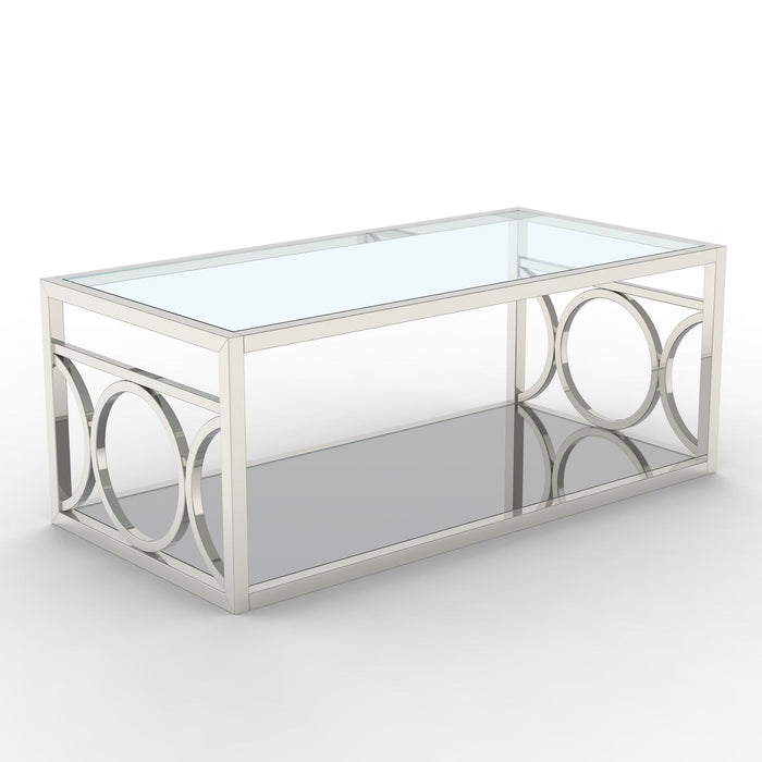 47" Contemporary Coffee Table in Chrome - Sweatfully