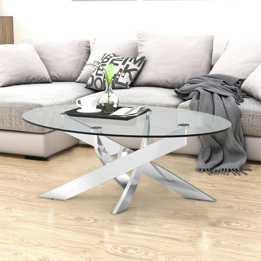 17" H Contemporary Glass Coffee Table in Living Room, Bedroom - Sweatfully