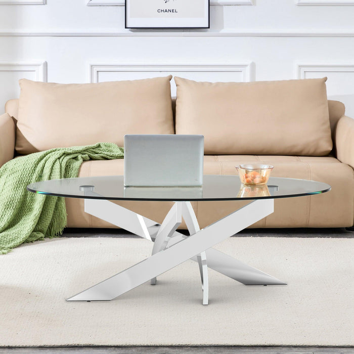 17" H Contemporary Glass Coffee Table in Living Room, Bedroom - Sweatfully