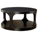 18"H Antique Black Round Structure Coffee Table with Open Shelf - Sweatfully