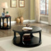 18"H Antique Black Round Structure Coffee Table with Open Shelf - Sweatfully
