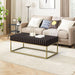 Walnut/Gold Textured Front Panels Coffee Table with Concealed Drawers - Sweatfully