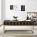 Walnut/Gold Textured Front Panels Coffee Table with Concealed Drawers - Sweatfully