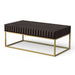 Walnut/Gold Textured Front Panels Coffee Table with Concealed Drawers - Sweatfully