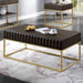 Walnut/Gold Textured Front Panels Coffee Table with Concealed Drawers - Sweatfully