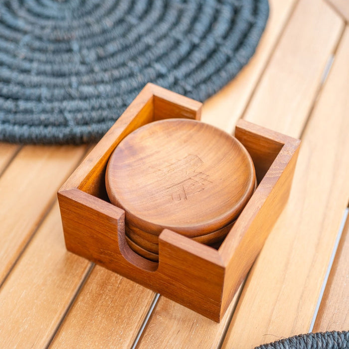 Nordic Rustic Teak Table Coasters (set of 4) - Sweatfully