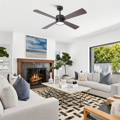 52 Inch Bucholz Industrial Dimmable RGB LED Ceiling Fan with Remote and APP Control - Sweatfully