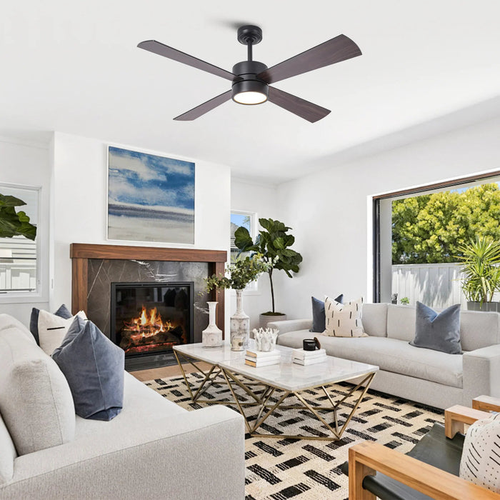 52 Inch Bucholz Industrial Dimmable RGB LED Ceiling Fan with Remote and APP Control - Sweatfully