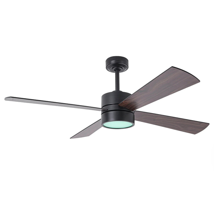 52 Inch Bucholz Industrial Dimmable RGB LED Ceiling Fan with Remote and APP Control - Sweatfully