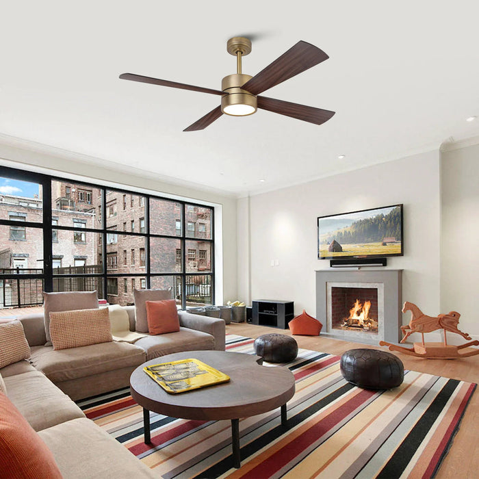 52 Inch Bucholz Industrial Dimmable RGB LED Ceiling Fan with Remote and APP Control - Sweatfully