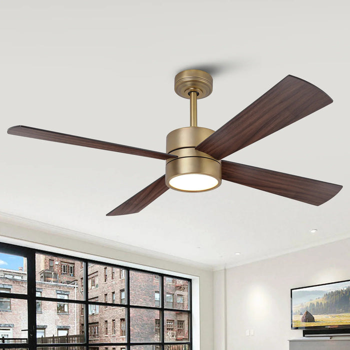 52 Inch Bucholz Industrial Dimmable RGB LED Ceiling Fan with Remote and APP Control - Sweatfully