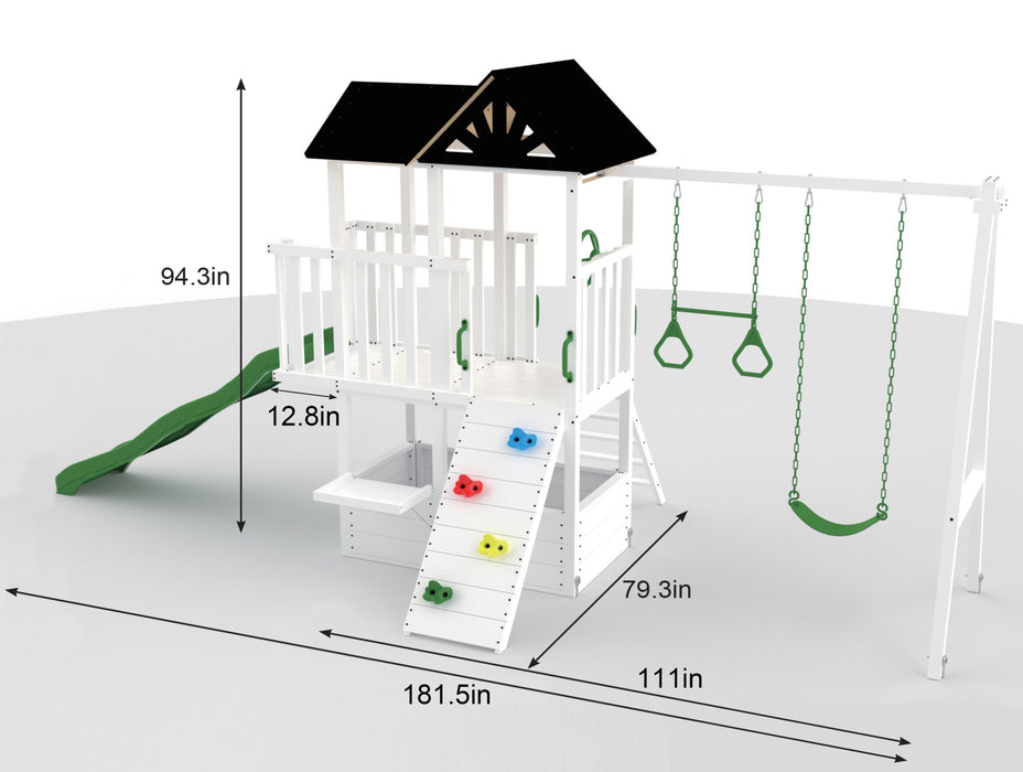 Craftsman Modern Outdoor Swing Set | Wooden Backyard Swing Frame for Kids - Sweatfully