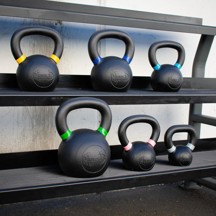 Muscle D Cast Kettlebells - Muscle D Fitness - Quality Handle Design - Heavy Duty Coating - Sweatfully
